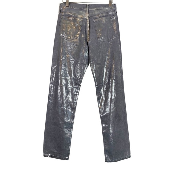 Zara Metallic Silver Straight Leg Jeans Size 4 - Picture 7 of 13